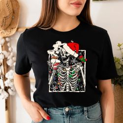 dead inside skeleton christmas shirt, sarcastic christmas coffee shirt, merry christmas shirt,  coffee lover christmas g