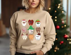 funny christmas teeth crewneck sweatshirt, cute christmas dentist shirt, dental hygiene sweater, dental squad gift, cute