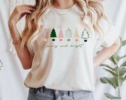 merry and bright, womens christmas shirt, womans holiday shirt, christmas gift, chic winter shirt, cute holiday tee,gift