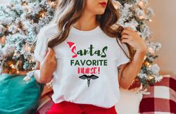 nurse christmas shirt, funny christmas gifts, christmas shirt for nurse, santa hat nurse christmas shirt, cute christmas