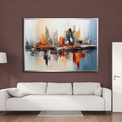 city,landscape oil canvas, contemporary art, wall art for home and office, modern, natural, vivid decor ideas with diffe