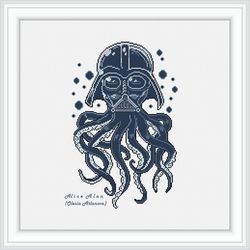 cross stitch pattern darth vader octopus star wars superhero abstract kraken sea marine monochrome pdf