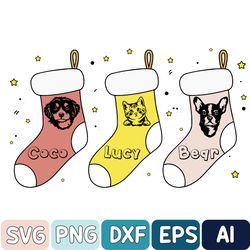 custom pet stocking using pet's photo, name svg, personalized dog stockings svg, dog christmas stocking svg, cat