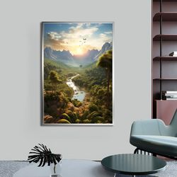 forest canvas  landscape art tree wall art  forest wall decor  nature wall art  wall art for home, office  with frame op