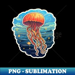 orange sticker jellyfish artwork - premium png sublimation file - stunning sublimation graphics