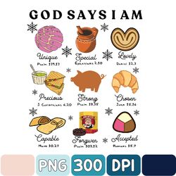 god says i am mexican christmas png, christmas pan dulce png, christian mexican christmas png, conchas png, mexican