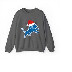 detroit lions santa crewneck sweatshirt