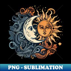 sun and moon - retro png sublimation digital download - perfect for personalization