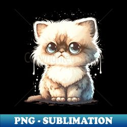 big eyed cutie fluffball cat - retro png sublimation digital download - perfect for creative projects