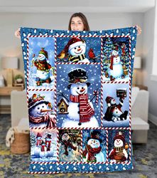 blanket for christmas snowman merry and bright home decor fleece sherpa blanket, christmas blanket, christmas trees gift