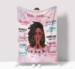 blanket with inspirational positive thoughts and quotes for bedroom, velveteen minky blanket.jpg