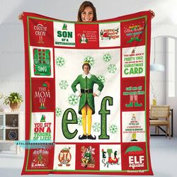 buddy the elf santa fleece blanket, buddy the elf blanket for bed couch sofa, santa i know him elf william buddy hobbs b