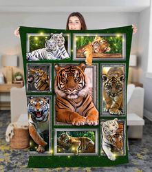 christmas 3d tiger frame fleece sherpa blanket, christmas blanket, birthday gift, tiger throws blanket,tiger home decor,