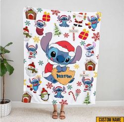 christmas gift, stitch christmas quilt, personalized christmas quilt, christmas quilt, custom quilt, stitch birthday gif