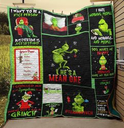 christmas house grinch blanket, christmas blanket, grinch face blanket, christmas gifts, grinch stole christmas blanket.