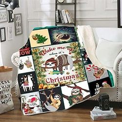 christmas sloth wake me up christmas blanket, christmas blanket, christmas sloth blanket, christmas gifts, sloth blanket