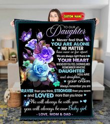 custom name blanket, to our daughter from mom dad fleece sherpa blanket, christmas blanket, birthday gift for daughter,