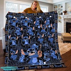 disney lilo and stitch movie blanket christmas, stitch blanket, lilo blanket, custom name blanket, custom stitch blanket