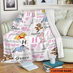 personalized winnie  and friends blanket, pooh bear blanket, tigger piglet e e y o r e blanket.jpg