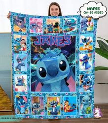 stitch blanket, disney blanket, custom name blanket, custom stitch blanket, disney trip blanket, birthday gift, christma