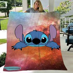 stitch cute face never too old blanket, stitch lilo and stitch movie blanket, stitch christmas gifts, stitch blanket, di