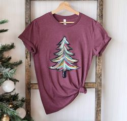 distressed christmas tree, cute winter christmas shirt, grungy tree, bella tee, soft tshirt, women's graphic tee, holida