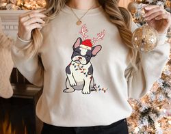 french bulldog christmas unisex sweatshirt, frenchie lover pullover shirt, french bulldog jumper,frenchie dog shirt,fren