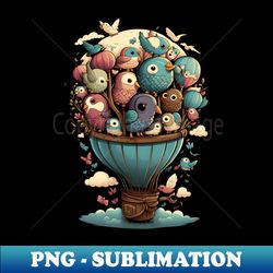 cute air balloon and birds - digital sublimation download file - perfect for sublimation art