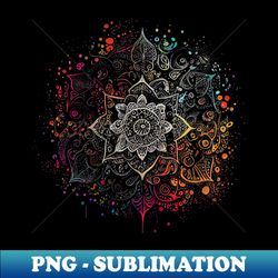 colorful airbrush ink boho mandala - png transparent sublimation file - bold & eye-catching