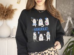 hanukkat cat sweatshirt,menorah shirt,hanukkah shirt,chanukah shirt,festival of lights,jewish celebration,hanukkah sayin