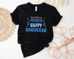 happy hanukkah menorah t-shirt, happy hanukkah shirt, christmas shirt, jewish shirt, chanukah shirt, jewish gift, menora