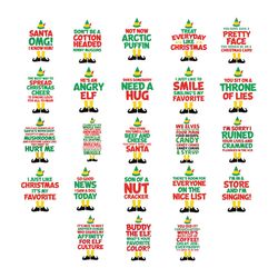 buddy the elf 27 movie quotes editable svg png eps dxf for christmas cards, tshirts, holidays, hang tags