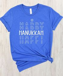 happy hanukkah t-shirt - hanukkah tee, holiday shirt, star of david t-shirt, celebration, tis the season, happy holiday,