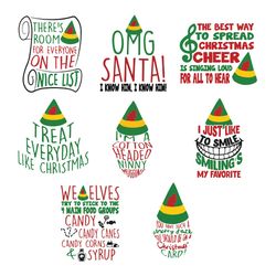 elf bundle svg cut files for cricut, silhouette cameo christmas movies elf quotes sayings funny for t shirts, mug, gifts