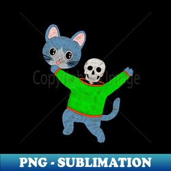 skeletal catitude - digital sublimation download file - enhance your apparel with stunning detail