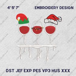 wine glass embroidery machine design, christmas drinks embroidery machine design, instant download