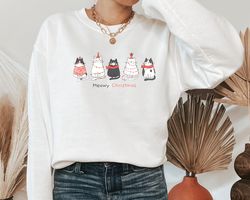 meowy christmas sweatshirt and hoodie, christmas cat shirt, merry christmas, cat lover shirt, christmas gift, christmas