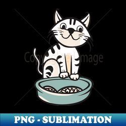 cute white cat sitting on its litter box - exclusive png sublimation download - stunning sublimation graphics