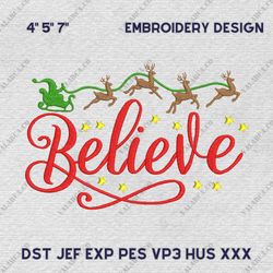 santa embroidery file, believe in christmas embroidery machine design, instant download