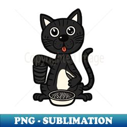 cute black cat sitting on its litter box - instant sublimation digital download - perfect for sublimation mastery