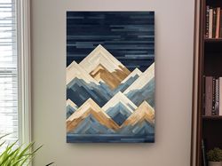 wooden panel art, painted wood mountains ,canvas wrapped on pine frame