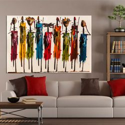 abstract african wall art, masai canvas print, colorful african painting, african wall dcor, african art, african tripty