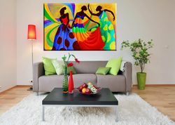 african canvas art, ethnic canvas, african wall art, south african art, large canvas print, african dancer art, colorful