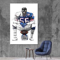 lawrence taylor, new york giants football poster, man cave, sports art print, wall decor, kids wall decor, football fan,