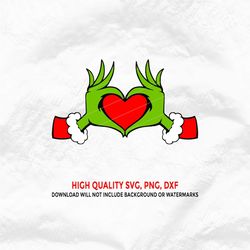 grinch heart svg, pn, dxf, grinch hands heart svg, layered grinch svg, grinch face svg, cindy lou who, max-face svg, gri
