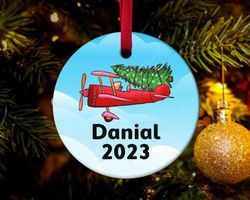 boys ornament, personalized plane ornament