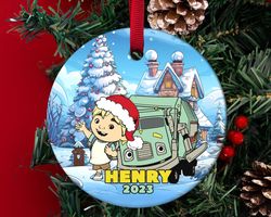 custom trash truck ornament,  trash truck christmas ornament
