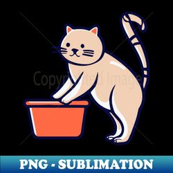 cute cat sitting on its litter box - instant png sublimation download - perfect for creative projects