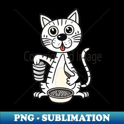 cute white cat sitting on its litter box - stylish sublimation digital download - enhance your apparel with stunning detail