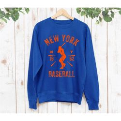 vintage new york baseball est 1962 white sweatshirt, new york baseball team retro sweatshirt, baseball lovers sweatshirt